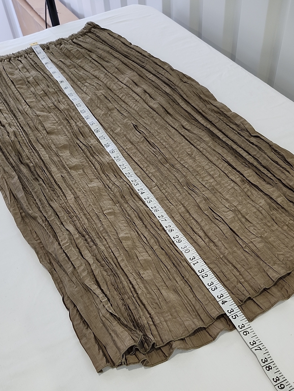 J. Crew Crinkle Midi Skirt Brown Plisse Women's Small NWT Pullon Elastic Waist - Picture 8 of 8